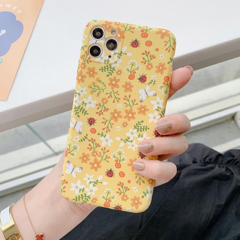 Funda de celular con estampado de flores retro