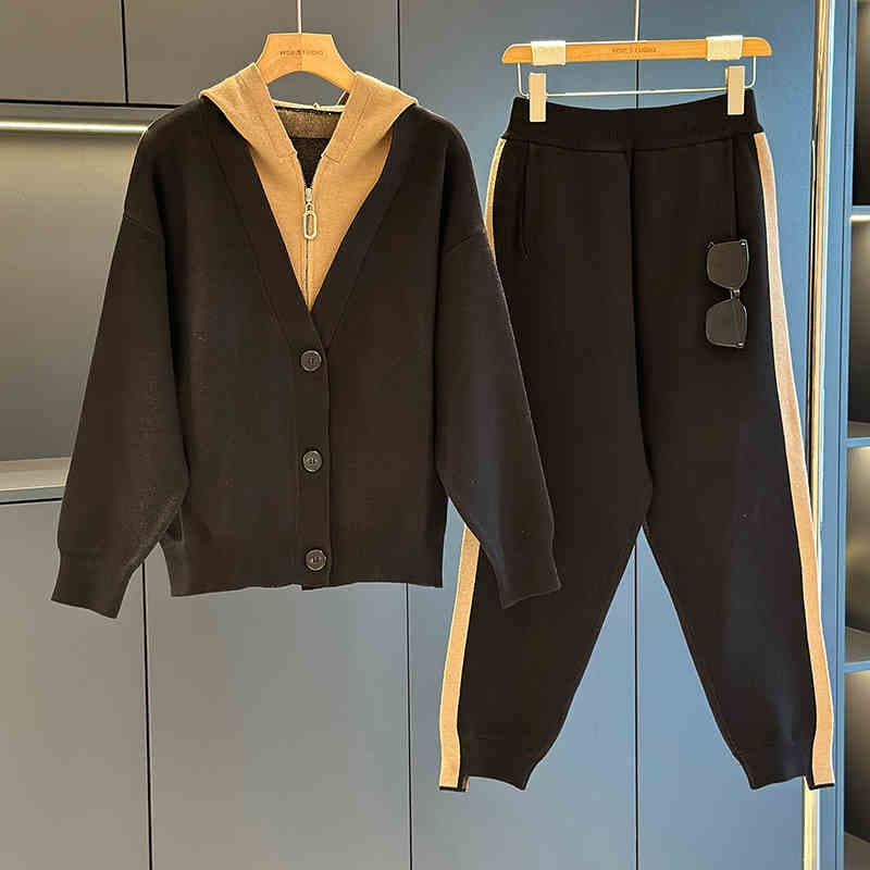 Conjunto de sudadera casual de dos piezas para ejercicio