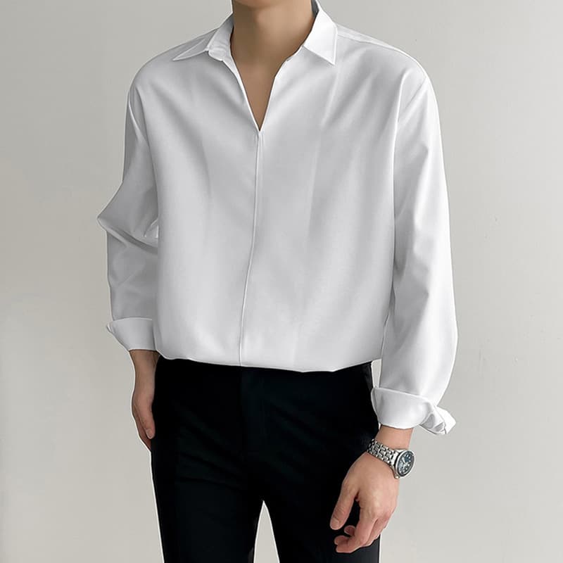 Camisa casual de solapa suelta en color sólido