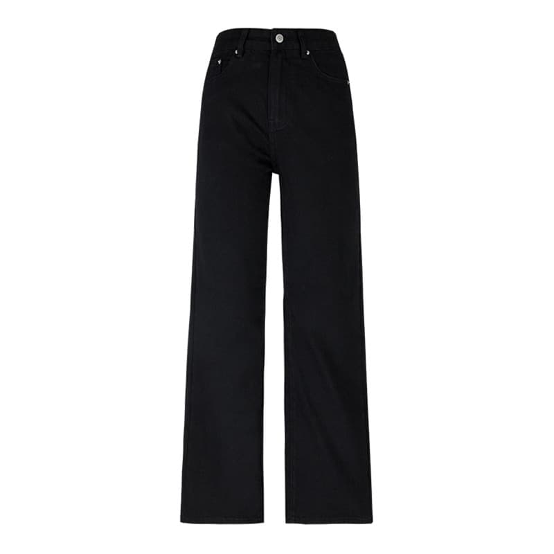 Pantalón jean recto cintura alta 100% algodón