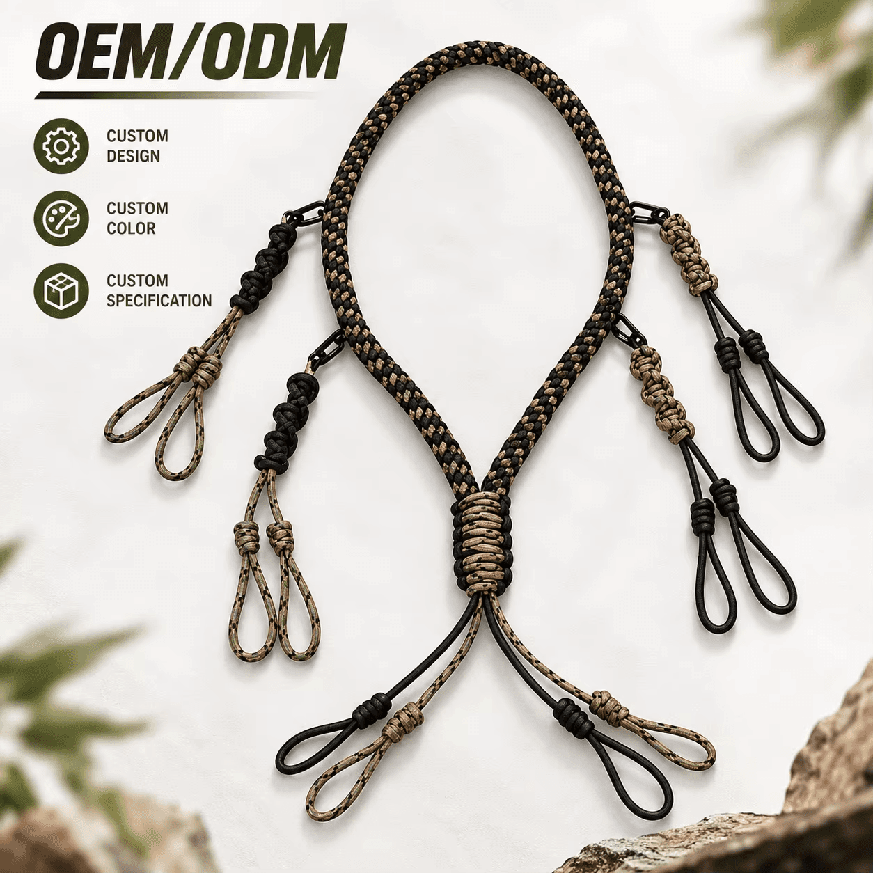 Lanyard para silbatos de caza con múltiples bucles ajustables