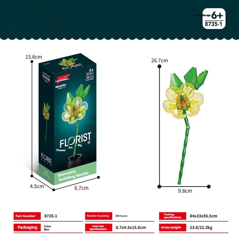 Juego de bloques de construcción con forma de flores