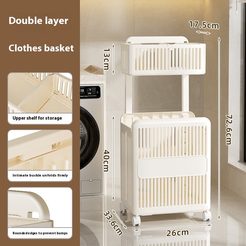 Cesto de ropa plegable de doble capa con gran capacidad