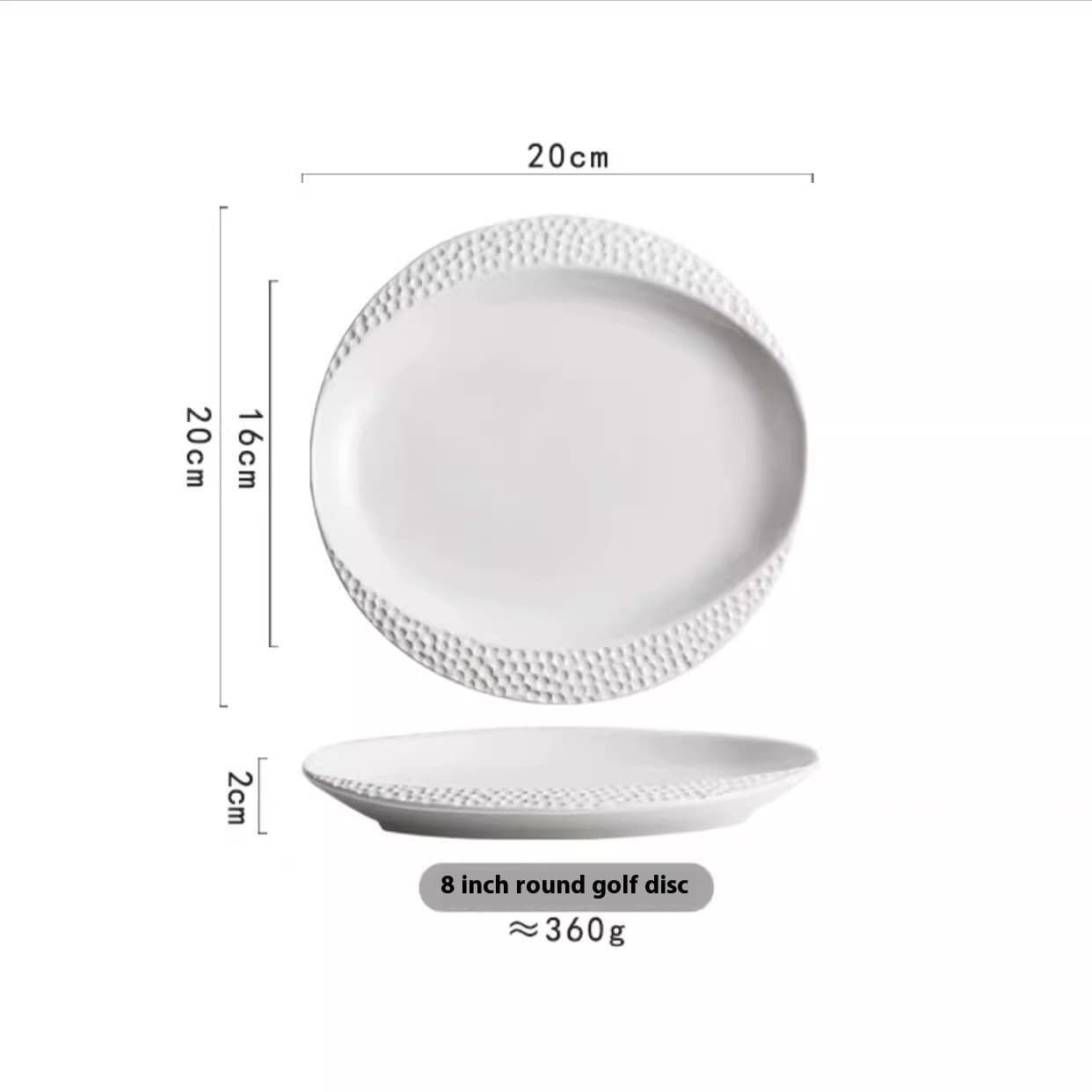 Plato de porcelana blanco con diseño minimalista