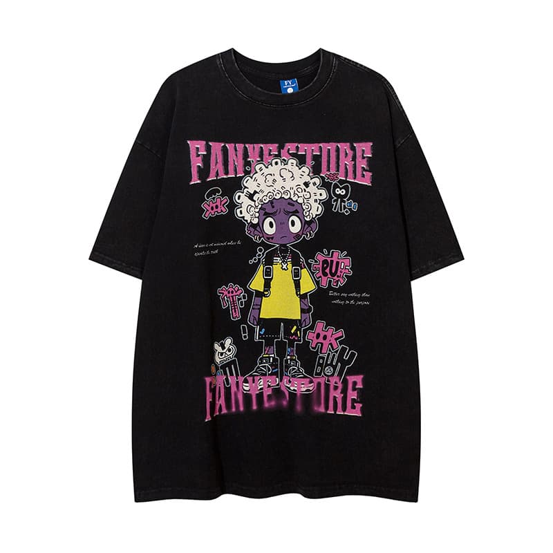 Camiseta de hombre con estampado anime desgastado