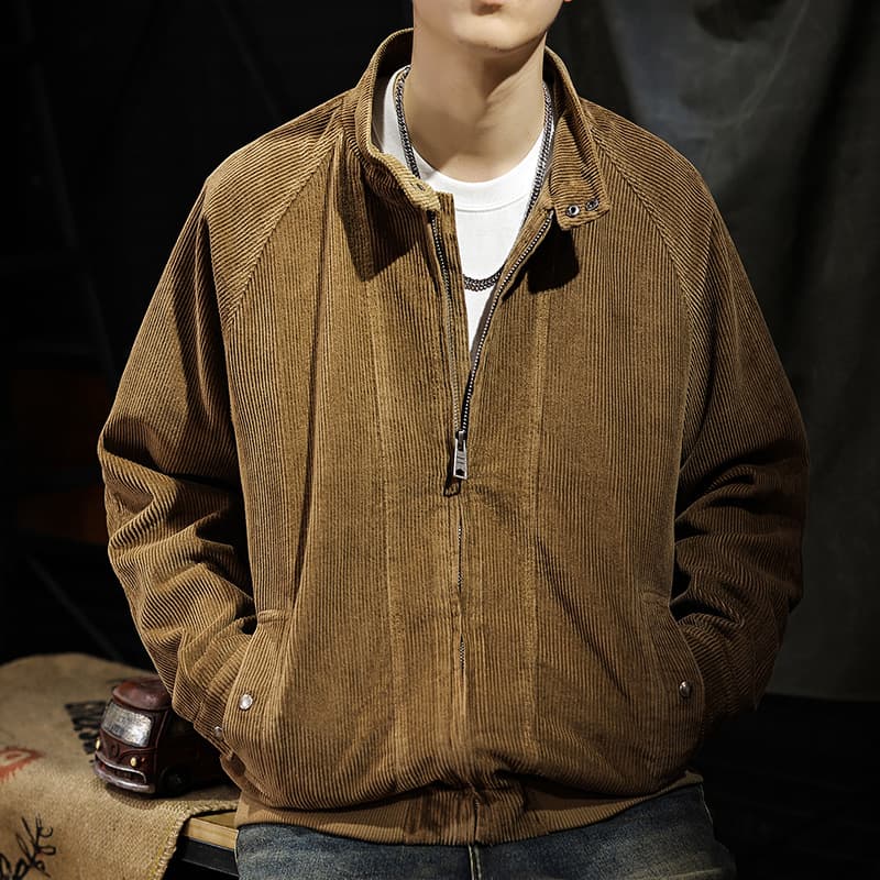 Chaqueta de pana vintage con manga larga para hombre