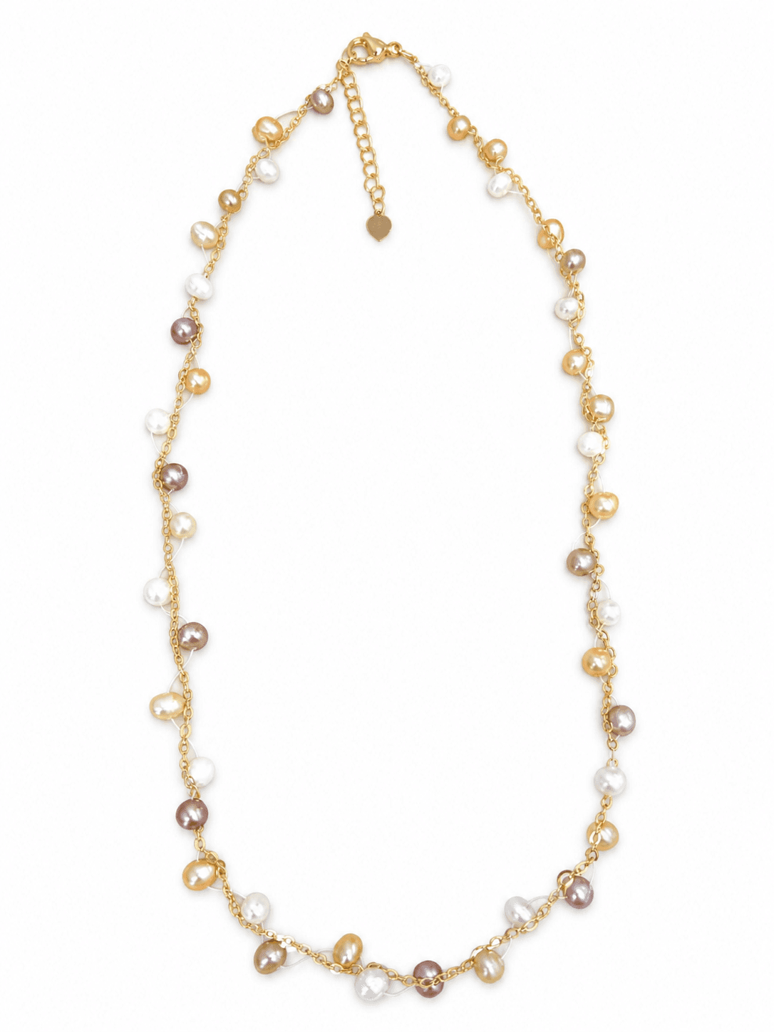 Collar vintage de perlas de agua dulce multicolor