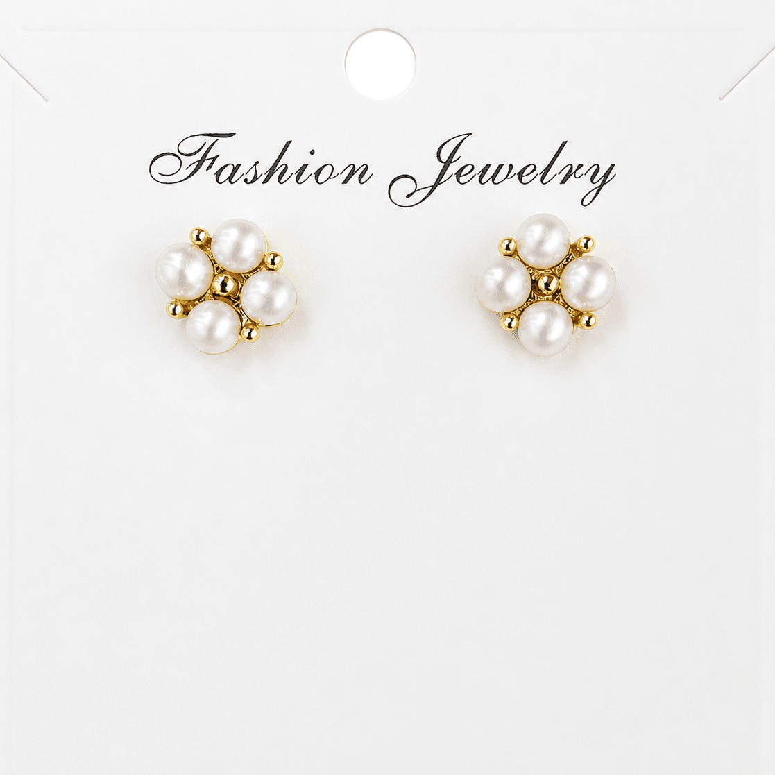 Aretes de botón floral con cuatro perlas