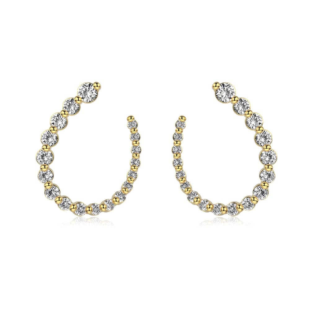 Aretes de plata 925 forma U con circonia