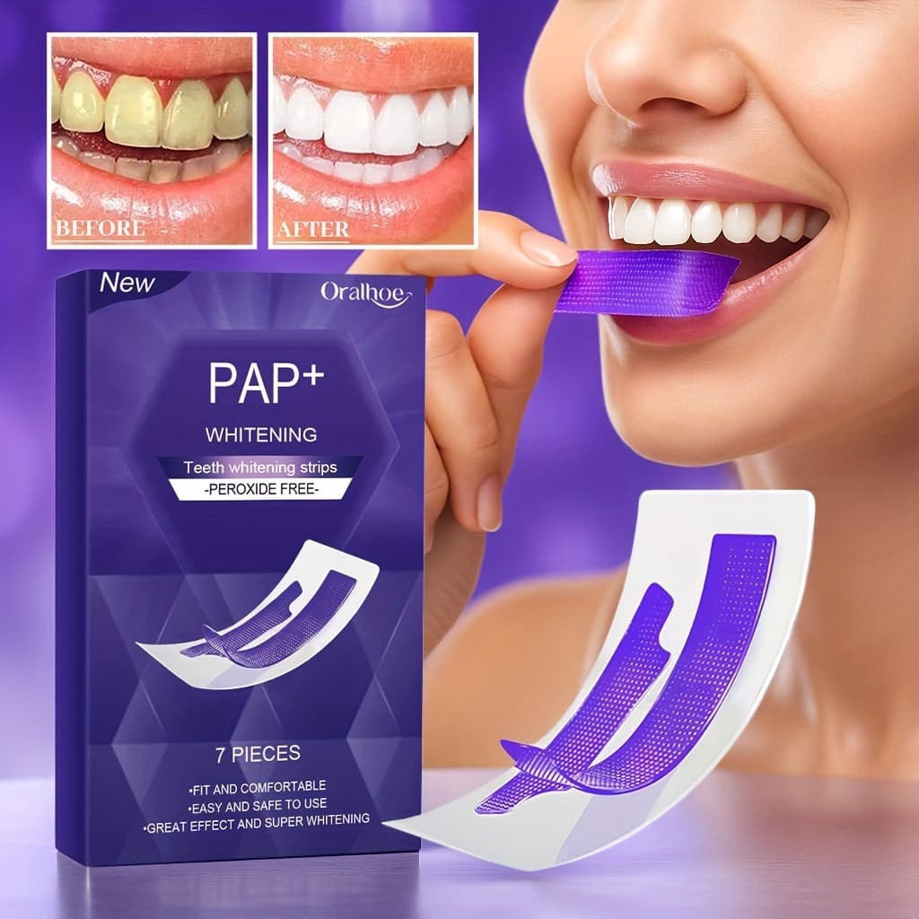 Tiras blanqueadoras de dientes con aplicación en seco