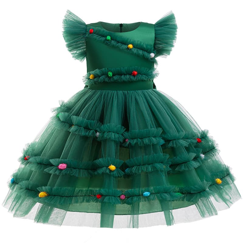 Vestido de princesa con lazo para niña en fiesta