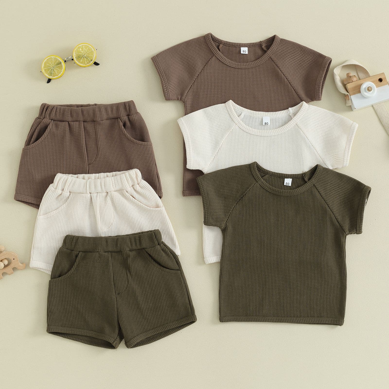Conjunto de bebé en waffle transpirable para verano