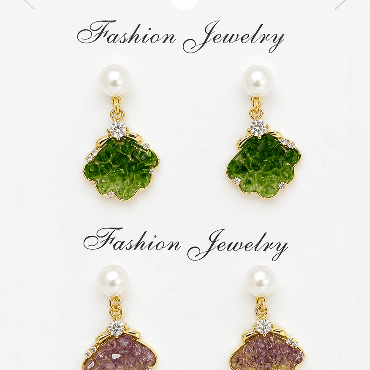 Aretes de concha con cristales degradados