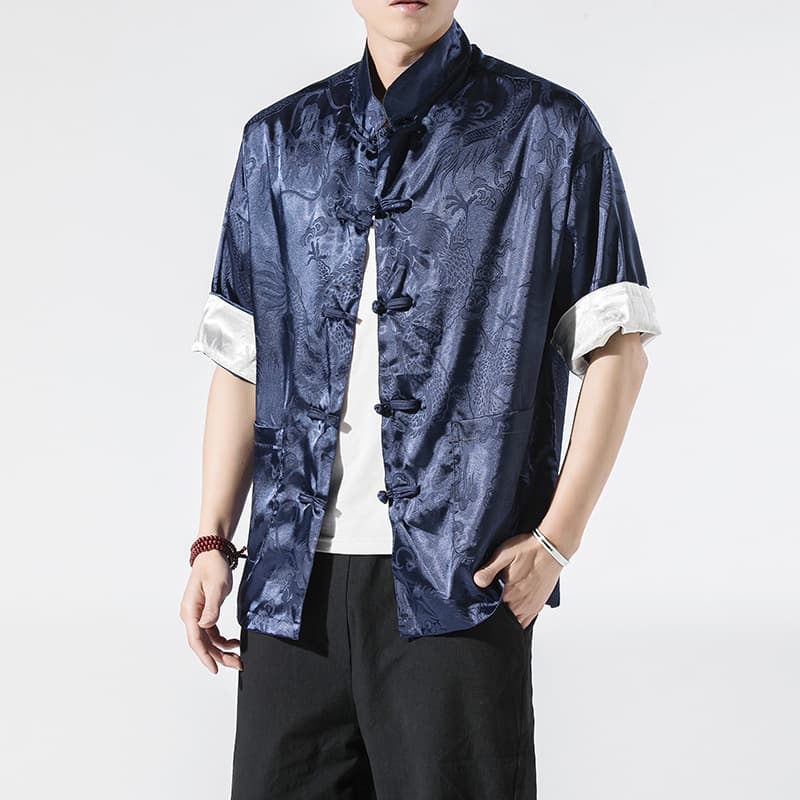 Camisa de manga corta hombre con patrón jacquard