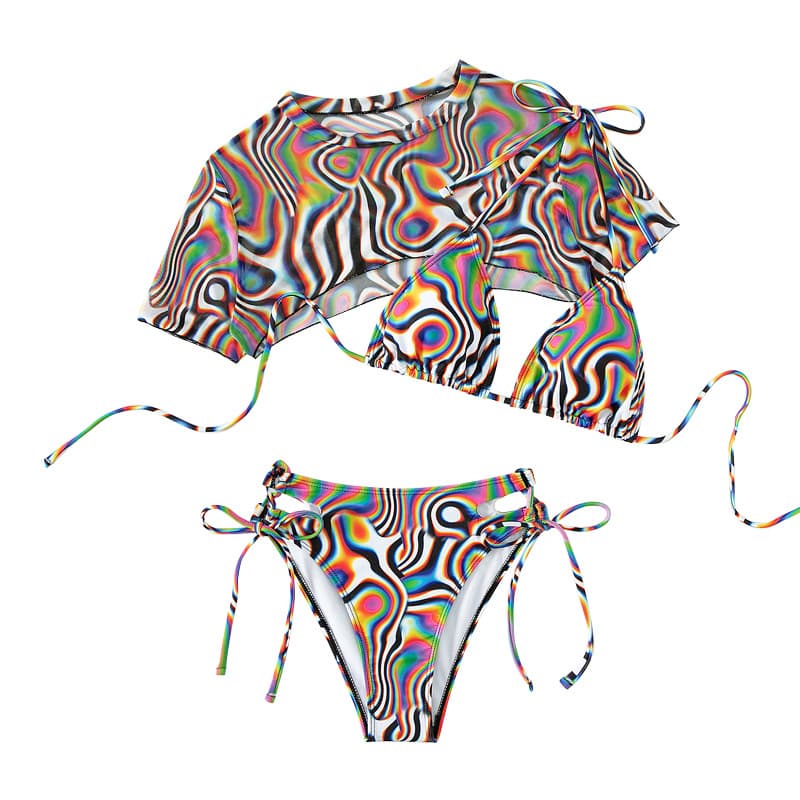Bikini de malla colorido para mujer
