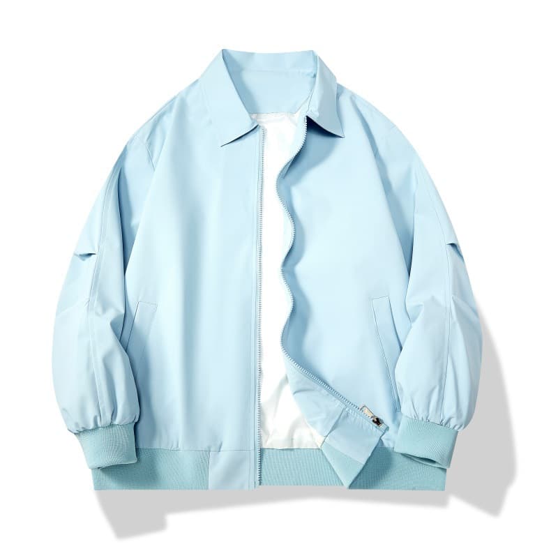 Chamarra suelta de estilo japonés con cuello tipo polo