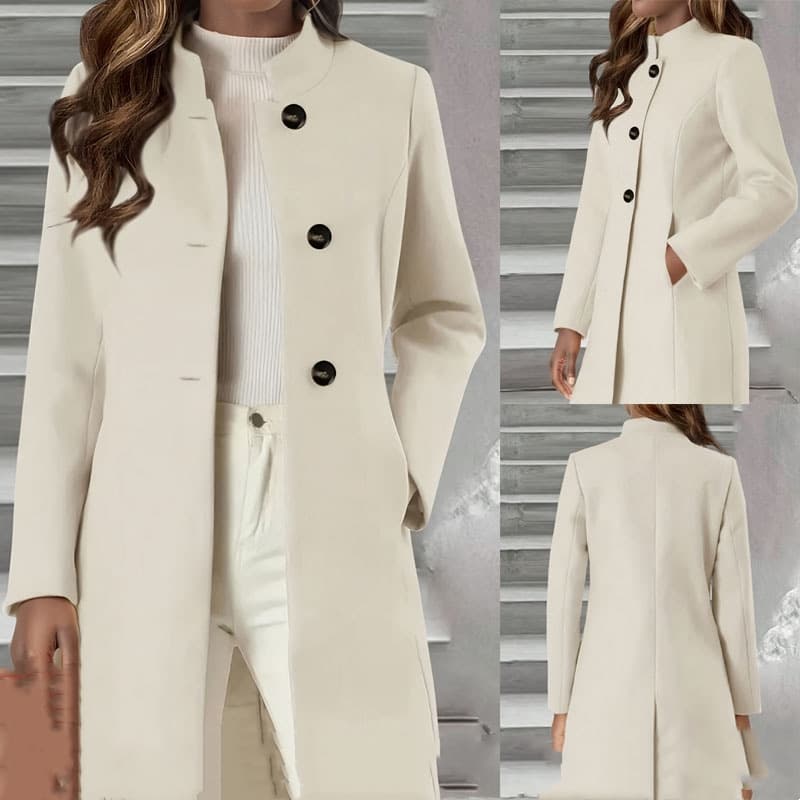 Abrigo elegante ajustado tipo lana para mujer