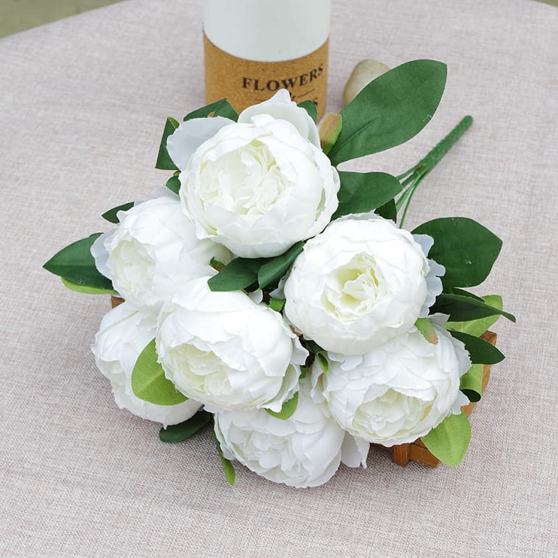 Flores peonía artificial 7 cabezas para arreglos de boda