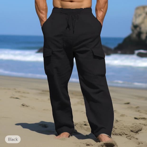 Pantalón verano hombre con cordón y múltiples bolsillos