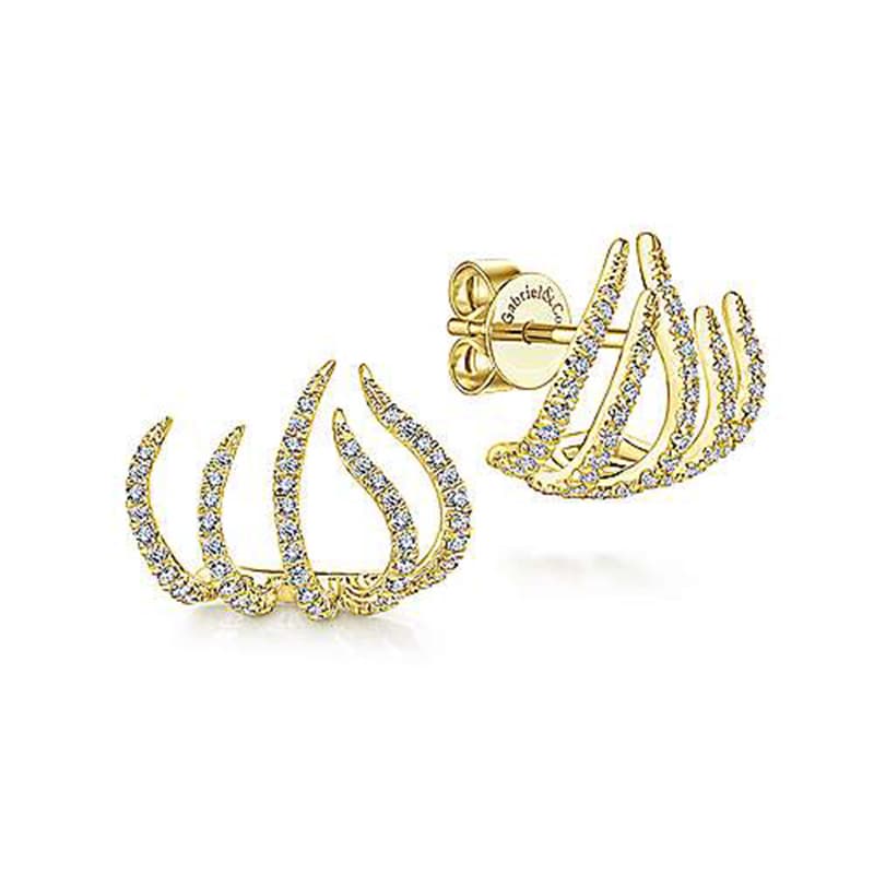 Aretes de metal con baño de diamante estilo moderno