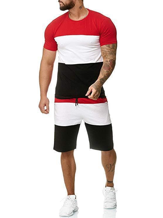 Traje deportivo para hombre con manga corta y contraste