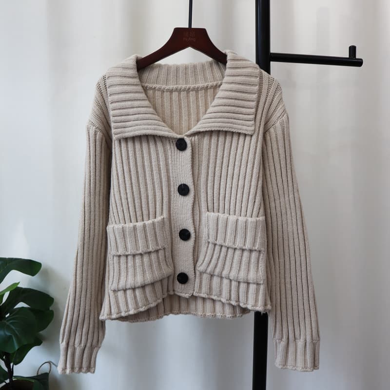 Cardigan tejido retro para mujer