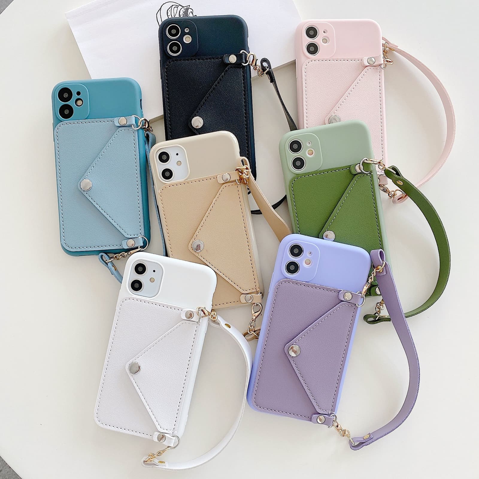 Funda billetera con correa diagonal para celular