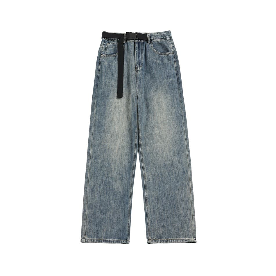 Pantalones denim retro lavado con corte holgado