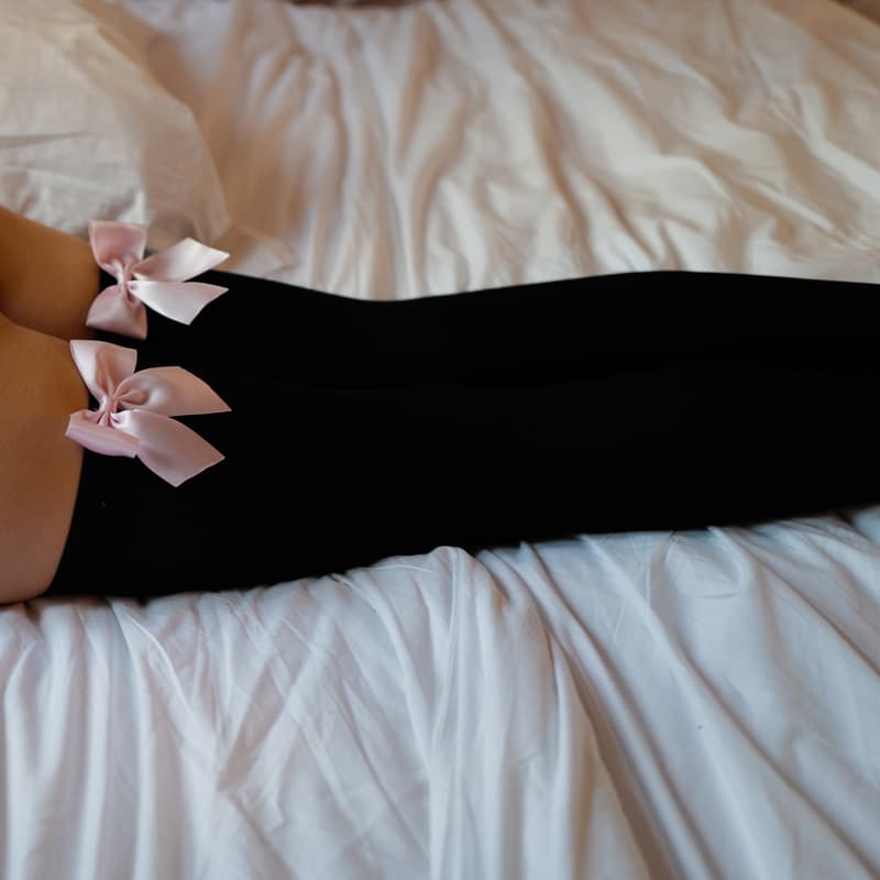 Calcetines altos estilo JK japonés con moño para mujer