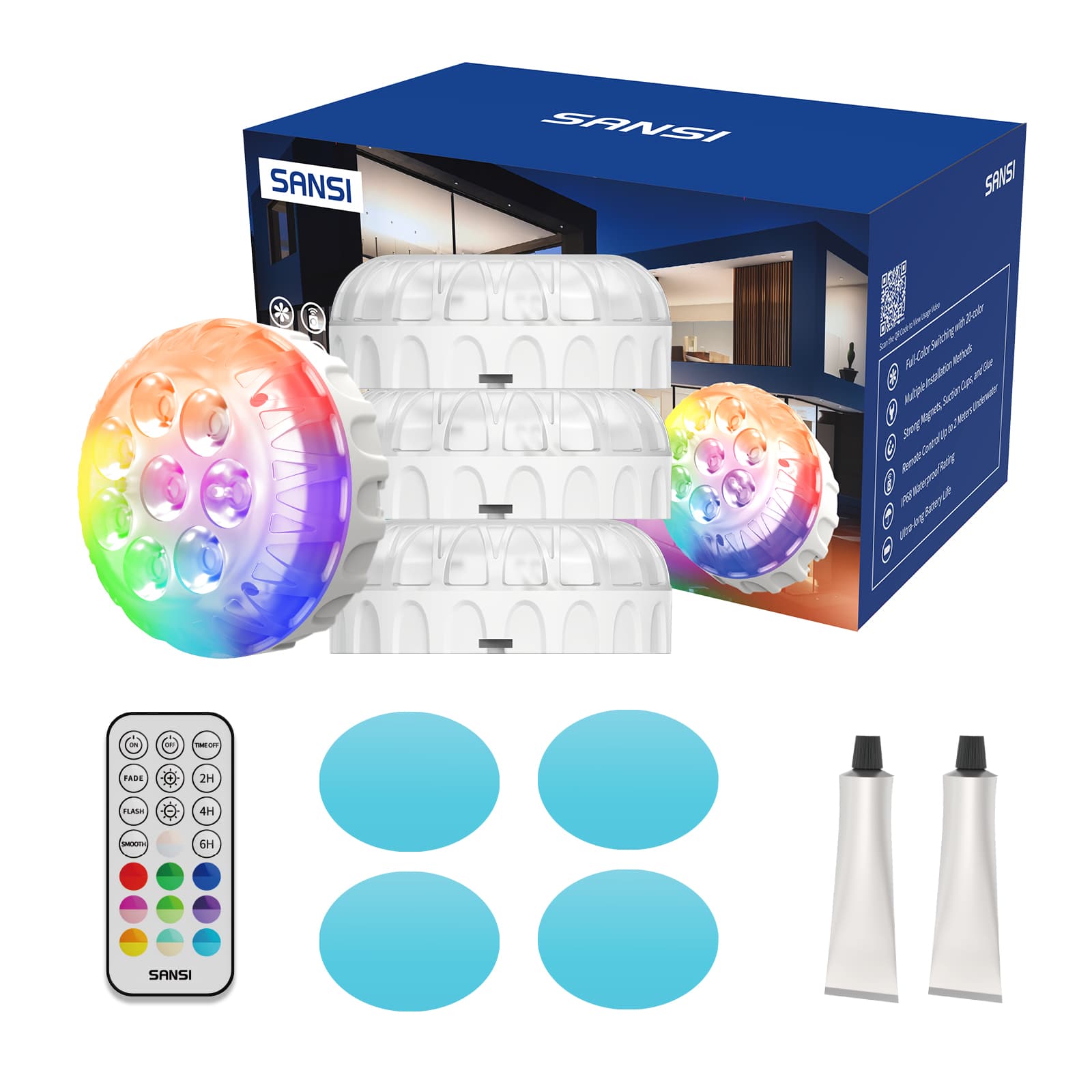 Luz RGB resistente al agua para piscina recargable