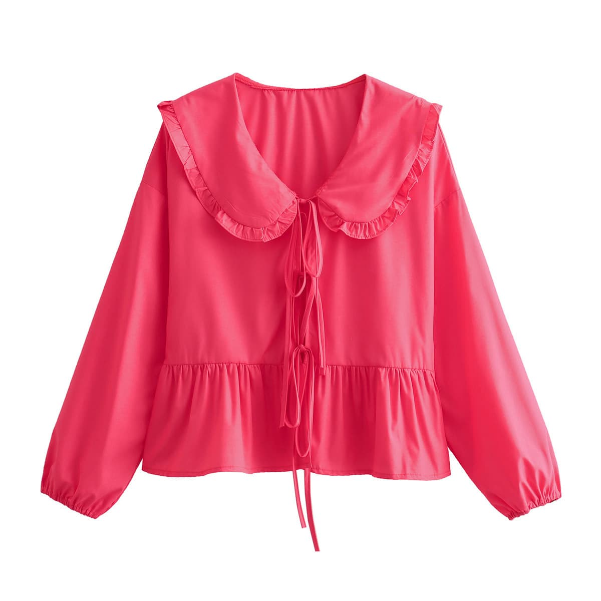 Camisa encaje cuello boneca 3 colores para mujer