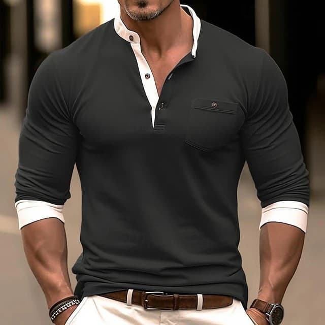 Camiseta de manga larga con cuello redondo para hombre