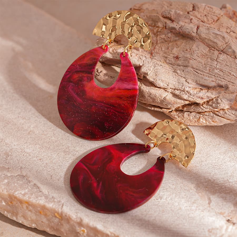 Aretes en forma de U rojos estilo Ankara con acabado retro