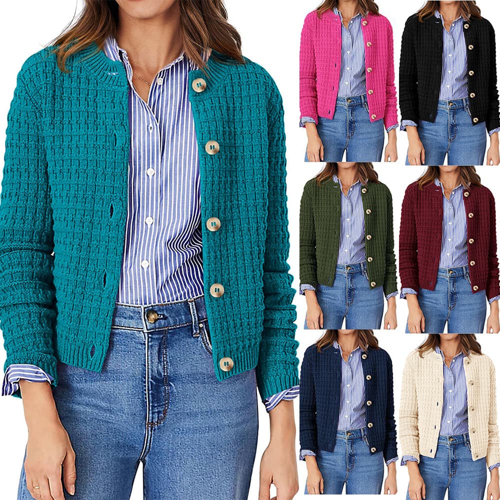 Cardigan tejido color sólido casual para uso diario