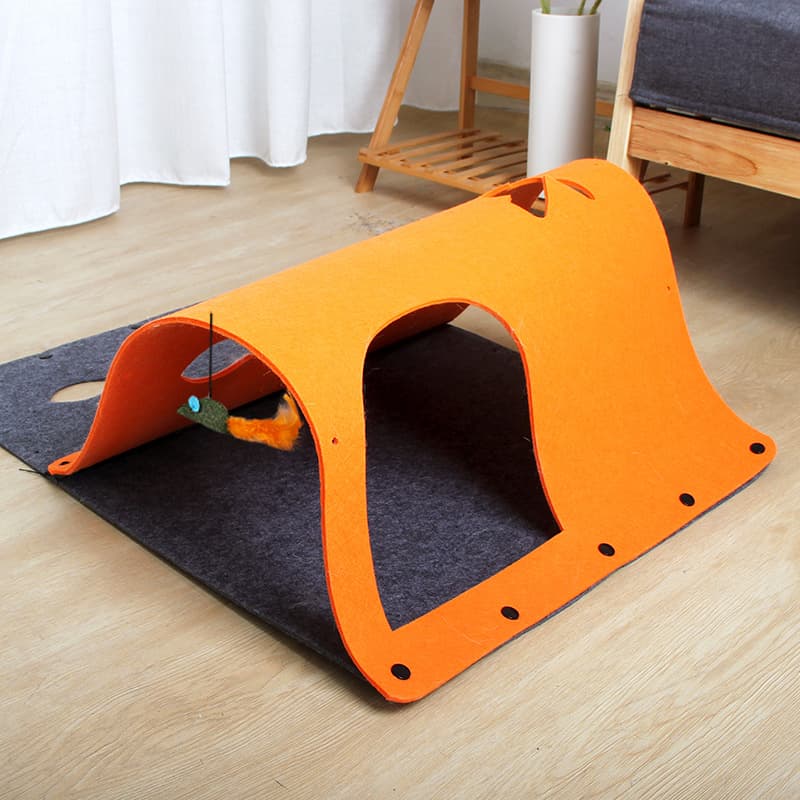 Túnel gato 2 en 1 con casa nido desmontable en fieltro
