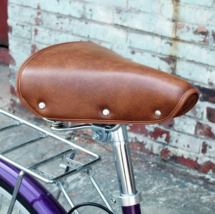 Sillín retro de cuero PU para bicicleta