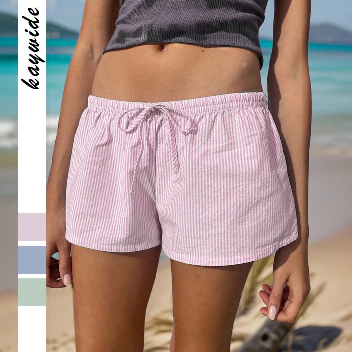 Pantalones cortos a rayas con cintura elástica