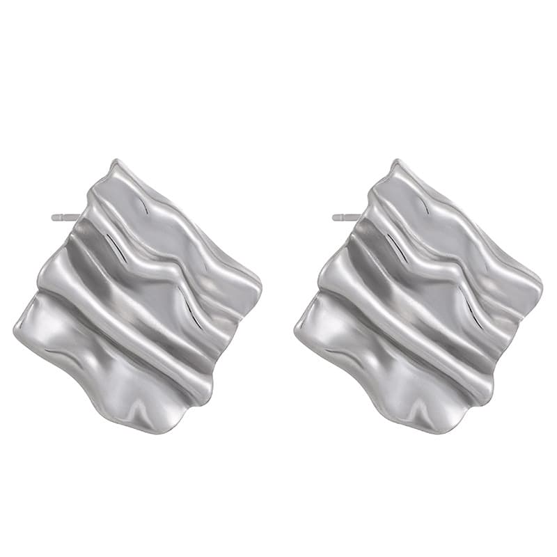 Aretes cuadrados plisados retro pequeños