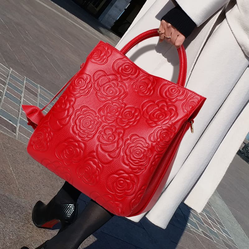 Bolsa de cuero genuino para mujer estilo retro