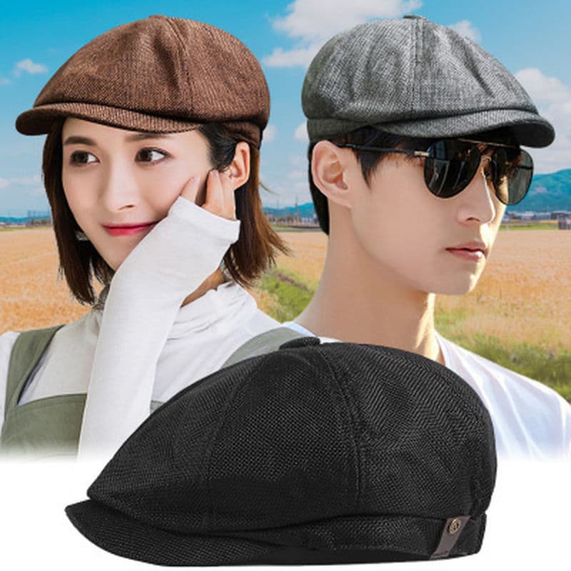 Gorro octagonal de lino transpirable para primavera y verano