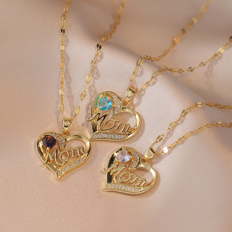 Collar con colgante de corazón y flor para mujer