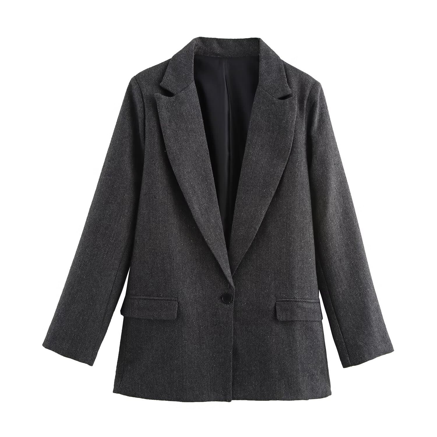 Abrigo de traje manga larga con corte recto, estilo moderno