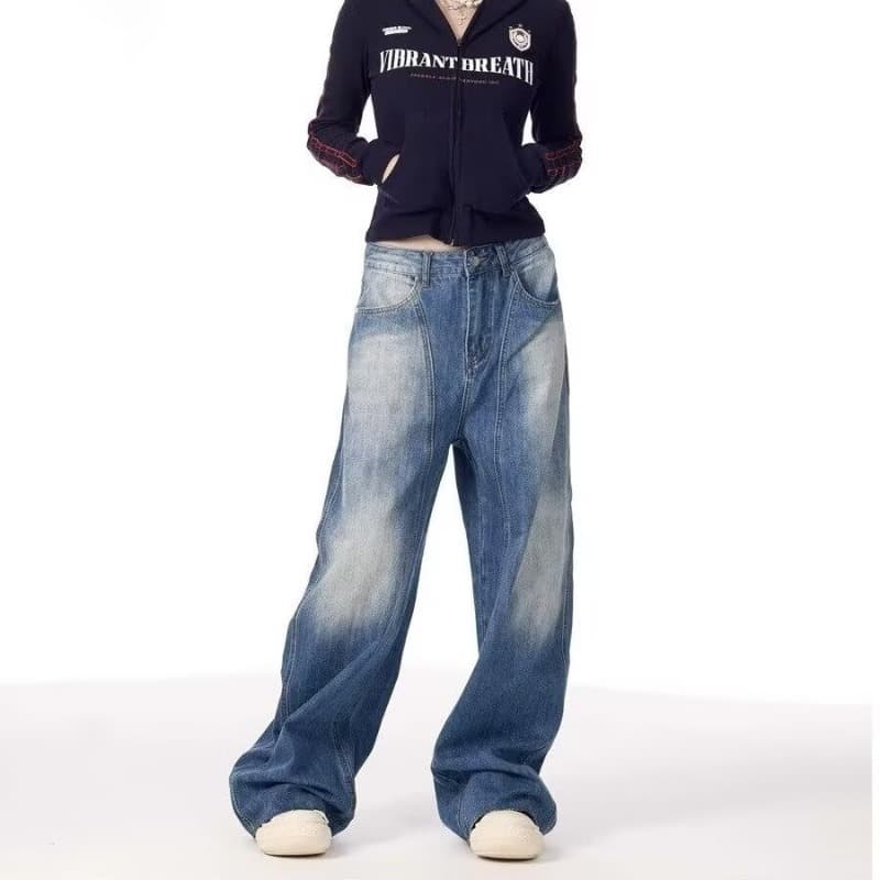 Pantalones sueltos pierna ancha estilo retro americano