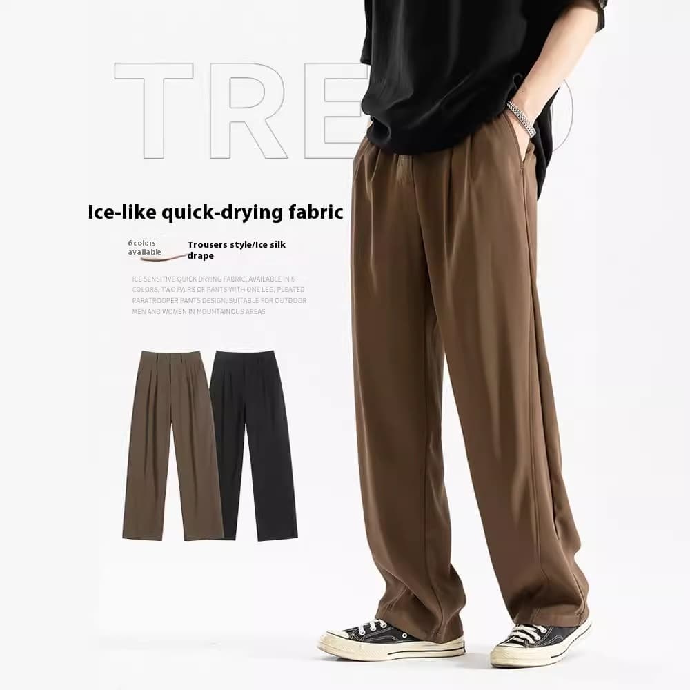 Pantalones rectos de poliéster para negocios casuales