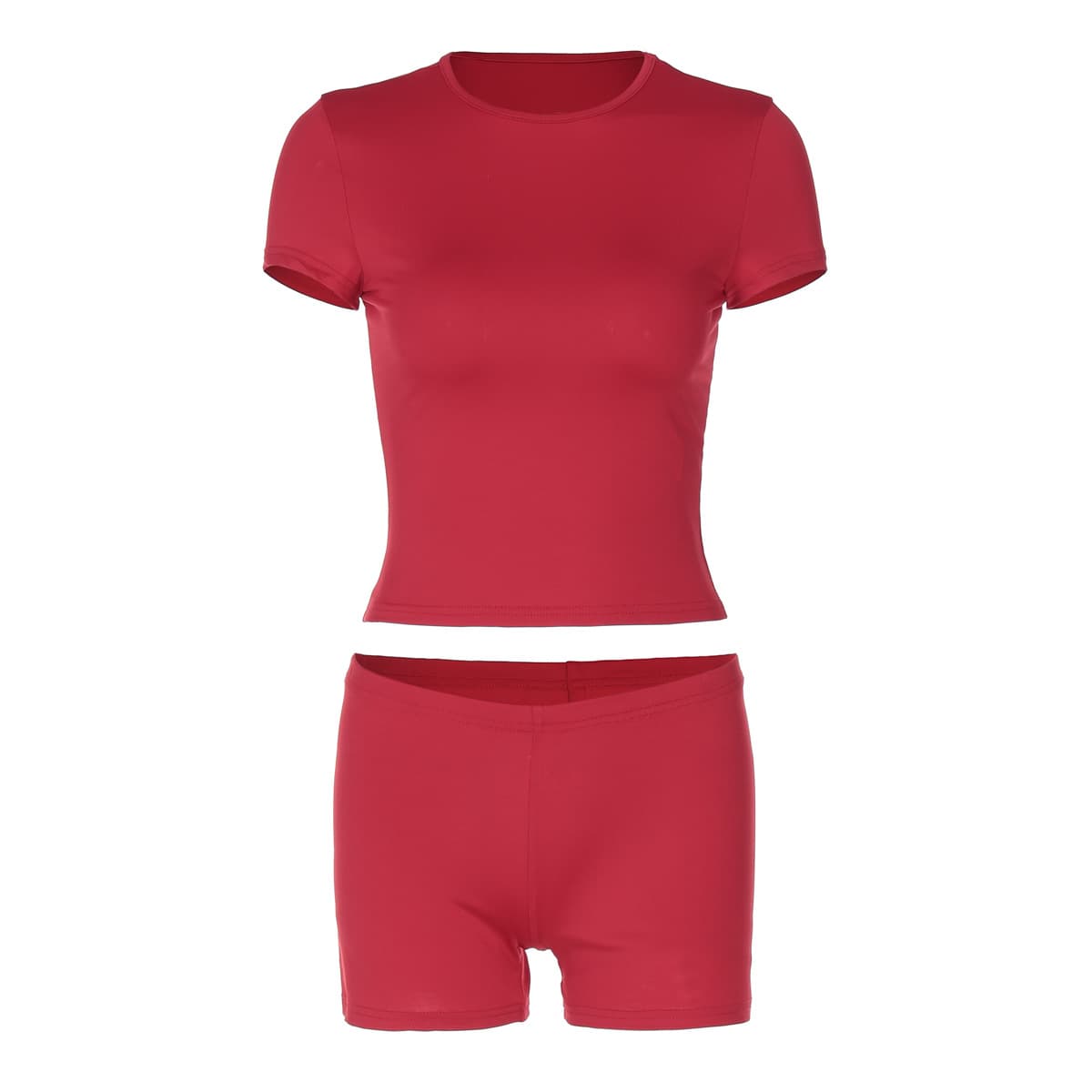 Conjunto de top y shorts de color sólido casual