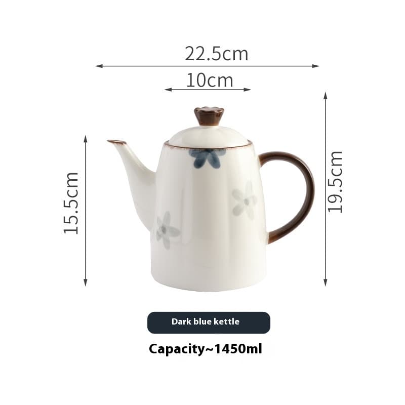Juego de té de cerámica con taza y tetera artesanal