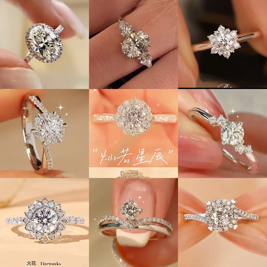 Anillo de boda ajustable con cristal para mujer