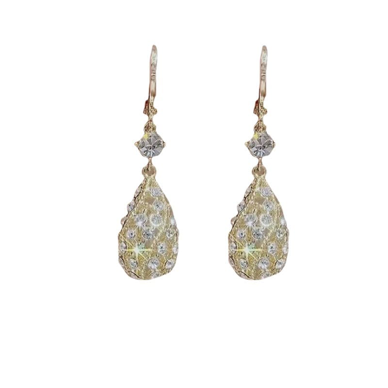 Aretes de gota de agua con diamantes relucientes