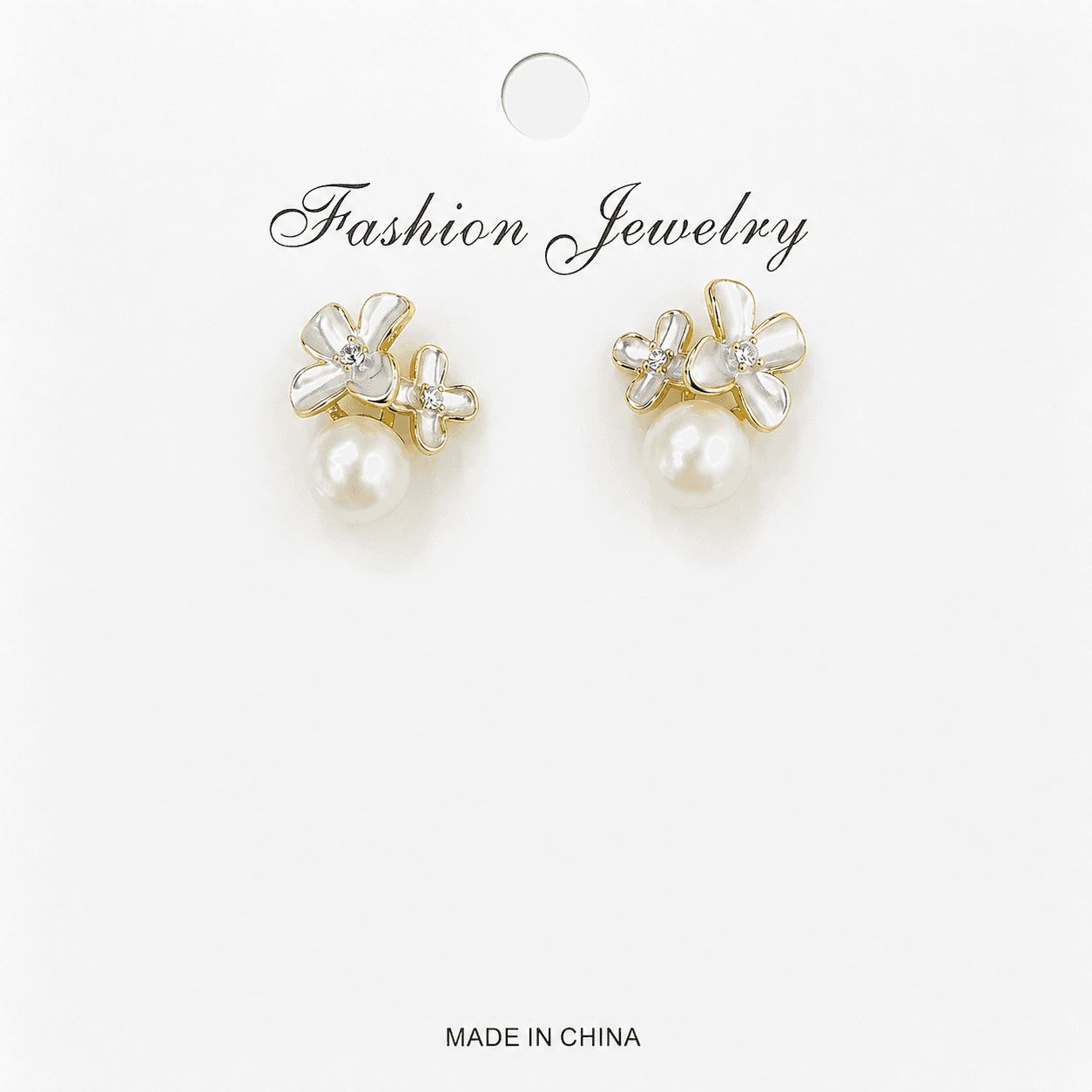 Aretes de doble flor con circones y perlas colgantes