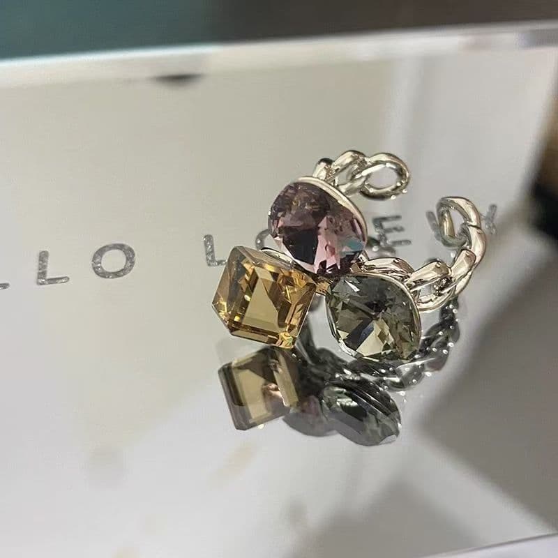 Anillo cuadrado geométrico de lujo para mujer